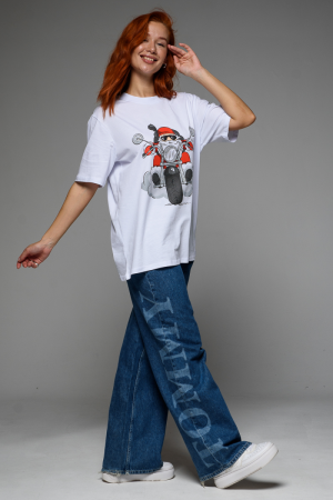 8525 футболка унисекс Байкер+белый