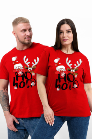 8525 футболка унисекс ДедМ и олень+красный