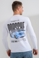 8562 футболка с дл.рукавом унисекс Белый+порше