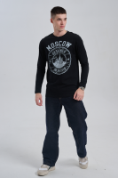 8573 футболка с дл.рукавом унисекс Черный+ Москва