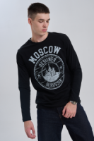 8573 футболка с дл.рукавом унисекс Черный+ Москва