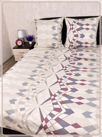 Постельное белье Шуйская бязь Ромбы бежевые 20428-1