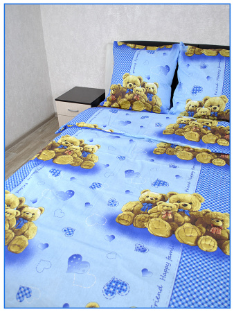 Детское постельное белье бязь Медвежата вид 1 синий