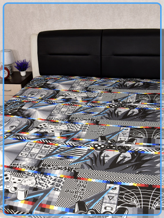 Детская простыня Ивановская бязь Аниме вид 8/2 темно-серый