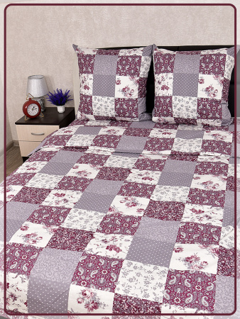 Постельное белье Шуйская бязь Пэчворк бордовый 9909-1