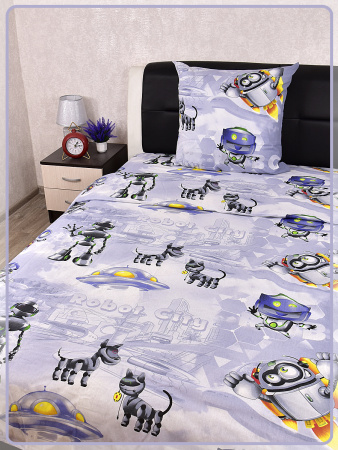 Детское постельное белье бязь Город роботов