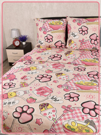 Детское постельное белье бязь Табо лапка вид 7/1 розовый