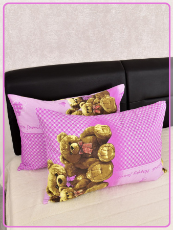 Детские наволочки Ивановская бязь Медвежата вид 2 розовые 2 шт.