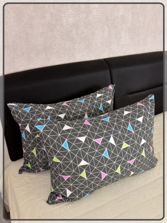 Наволочки Ивановская бязь Треугольники вид 8/2 темно-серый 2 шт.