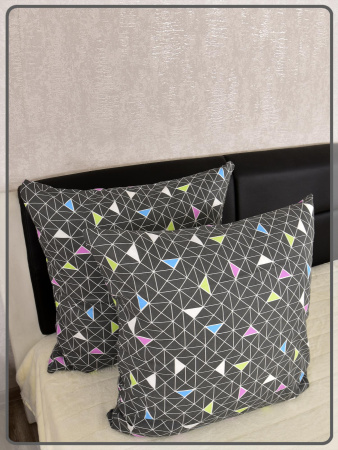 Наволочки Ивановская бязь Треугольники вид 8/2 темно-серый 2 шт.