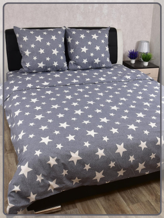 Постельное белье Шуйская бязь Звезды на сером 9955-2