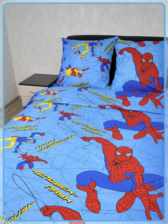 Детское постельное белье бязь Человек-паук вид 1 синий