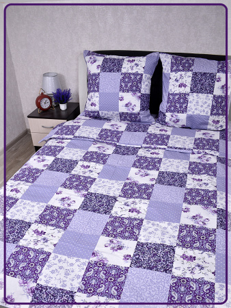 Постельное белье Шуйская бязь Пэчворк фиолетовый 9909-2