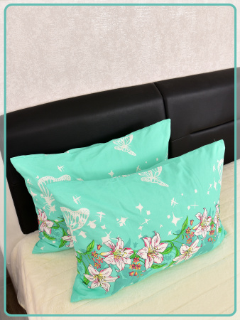 Наволочки Ивановская бязь Лилии 3 зеленая 2 шт.