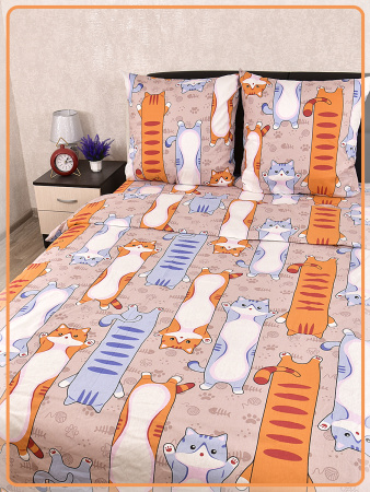 Детское постельное белье бязь Рыжий кот вид 1/1 бежевый