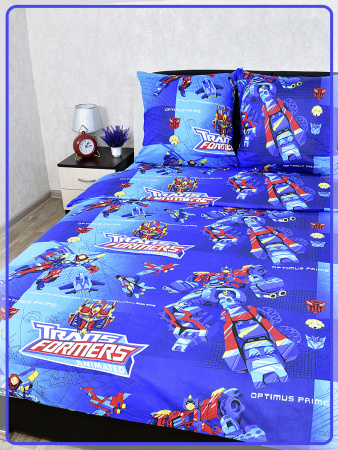 Детское постельное белье бязь Трансформеры вид 2 синий