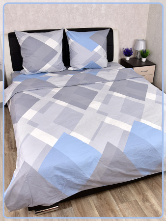 Постельное белье Шуйская бязь Ромб серо-синий 21070-1