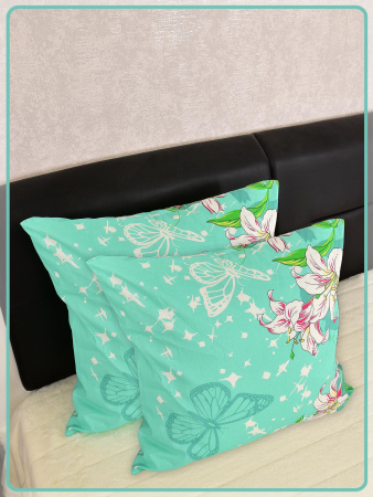 Наволочки Ивановская бязь Лилии 3 зеленая 2 шт.