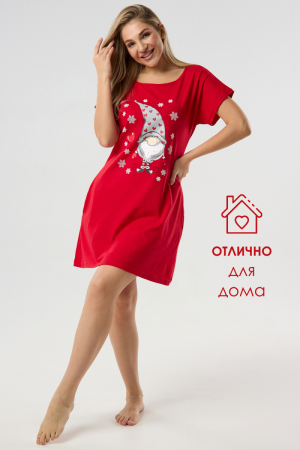 Женская туника новогодняя домашняя большие размеры Туж-гном Красный