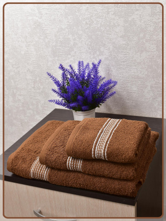Набор махровых полотенец 3 шт Коричневый