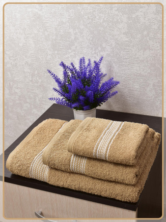 Набор махровых полотенец 3 шт Бежевый