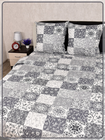Постельное белье Шуйская бязь Пэчворк серый 9941-2